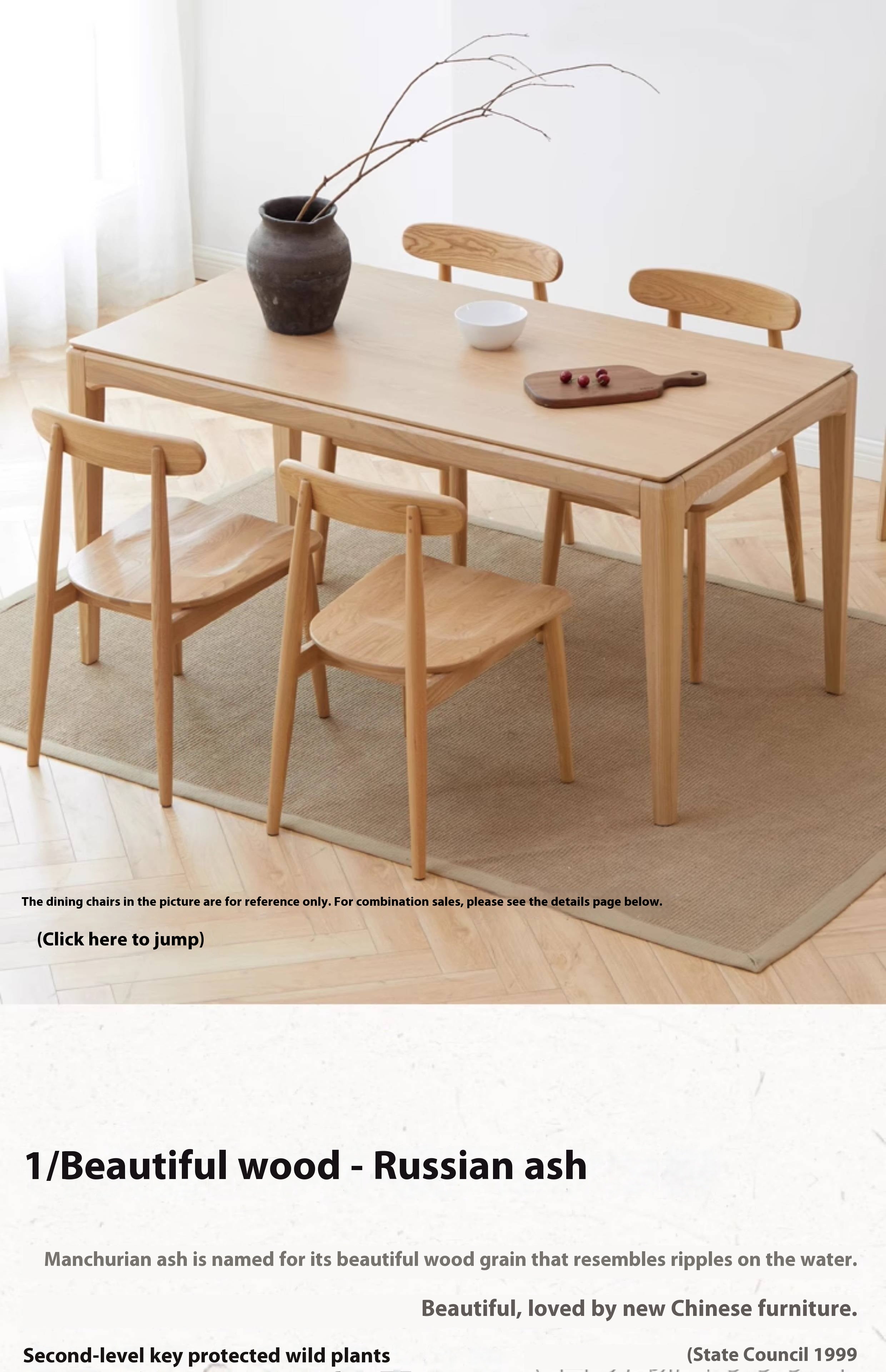 Ash Solid Wood Rectangular Modern Dining Table