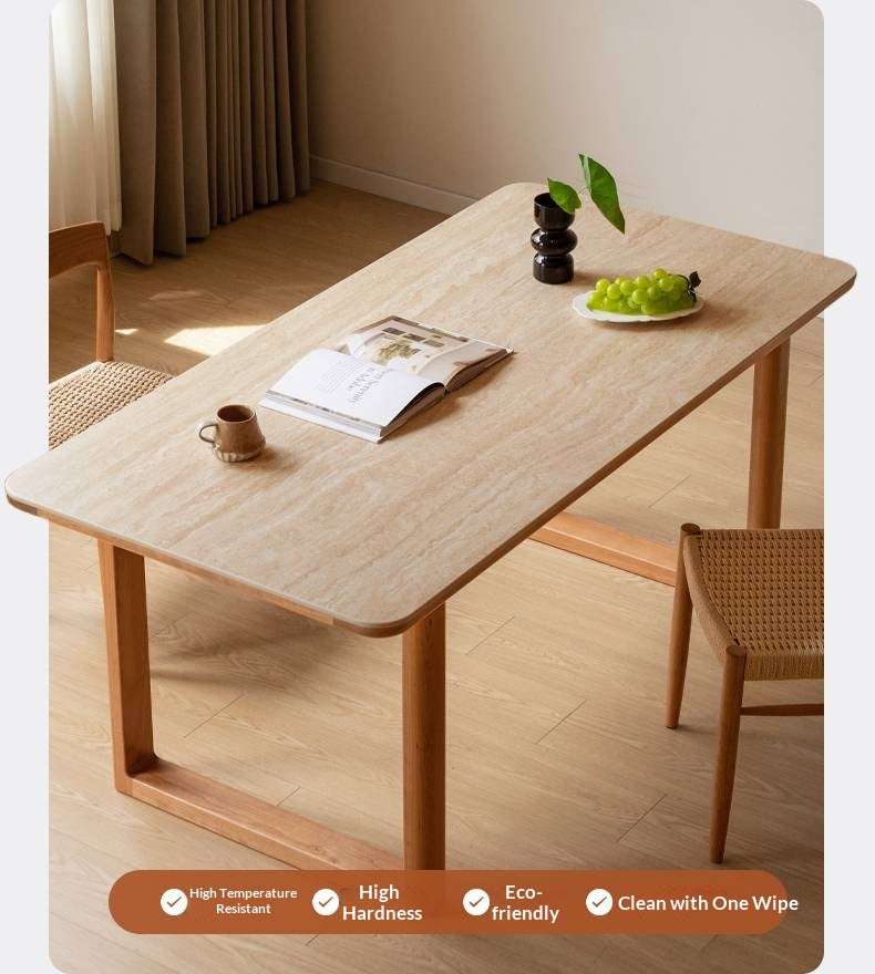Cherry Solid Wood Retro Rock Board Dining Table