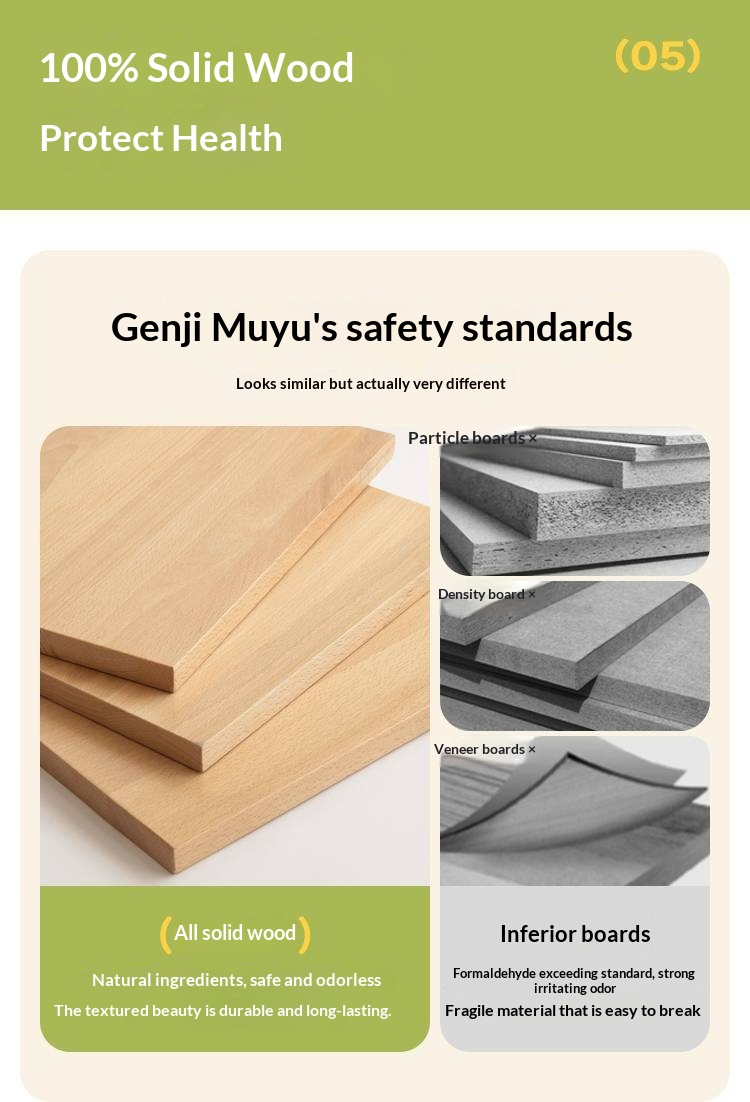 Rubberwood Solid Wood Children's Loft Bed with Under-Bed Cabinets