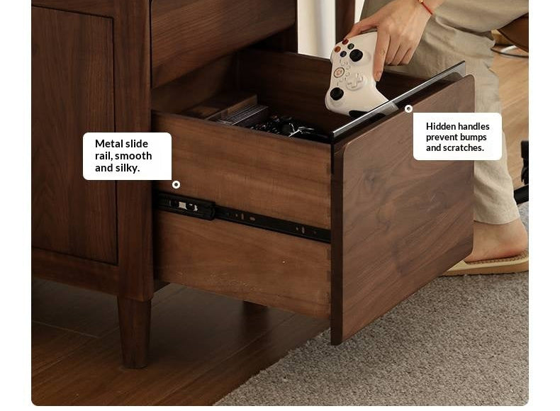 Black Walnut Solid Wood Integrated Desk With Drawer