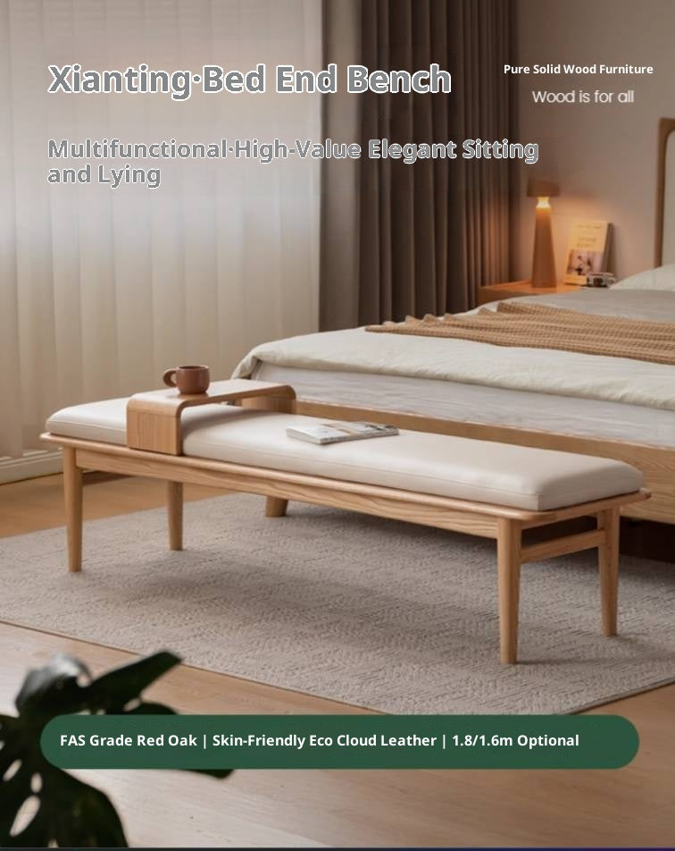 Oak Solid Wood Modern Long Soft Bench