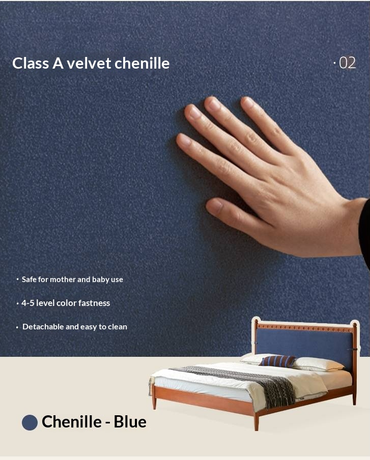 Poplar Solid Wood Vintage Soft Backrest Bed