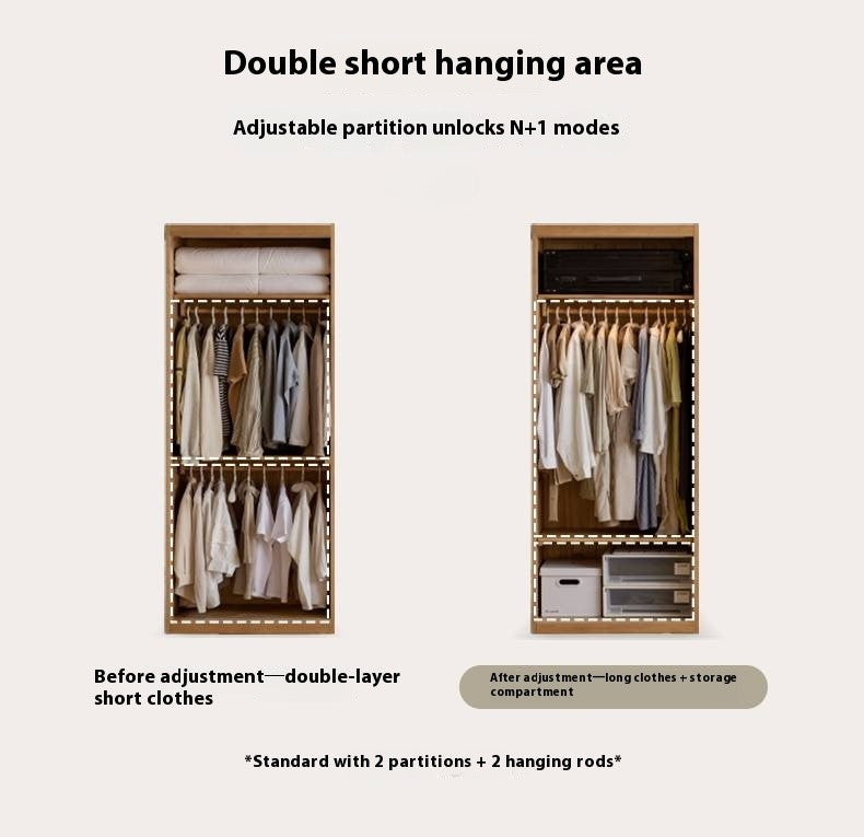 Ash Solid Wood Modern Wardrobe With Sliding Doors