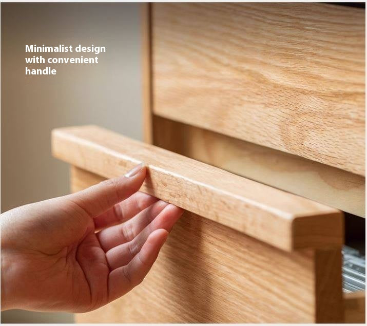 Oak Solid Wood Modern Computer Desk With Shelf