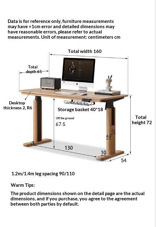 Oak Solid Wood Electric Lift Office Desk