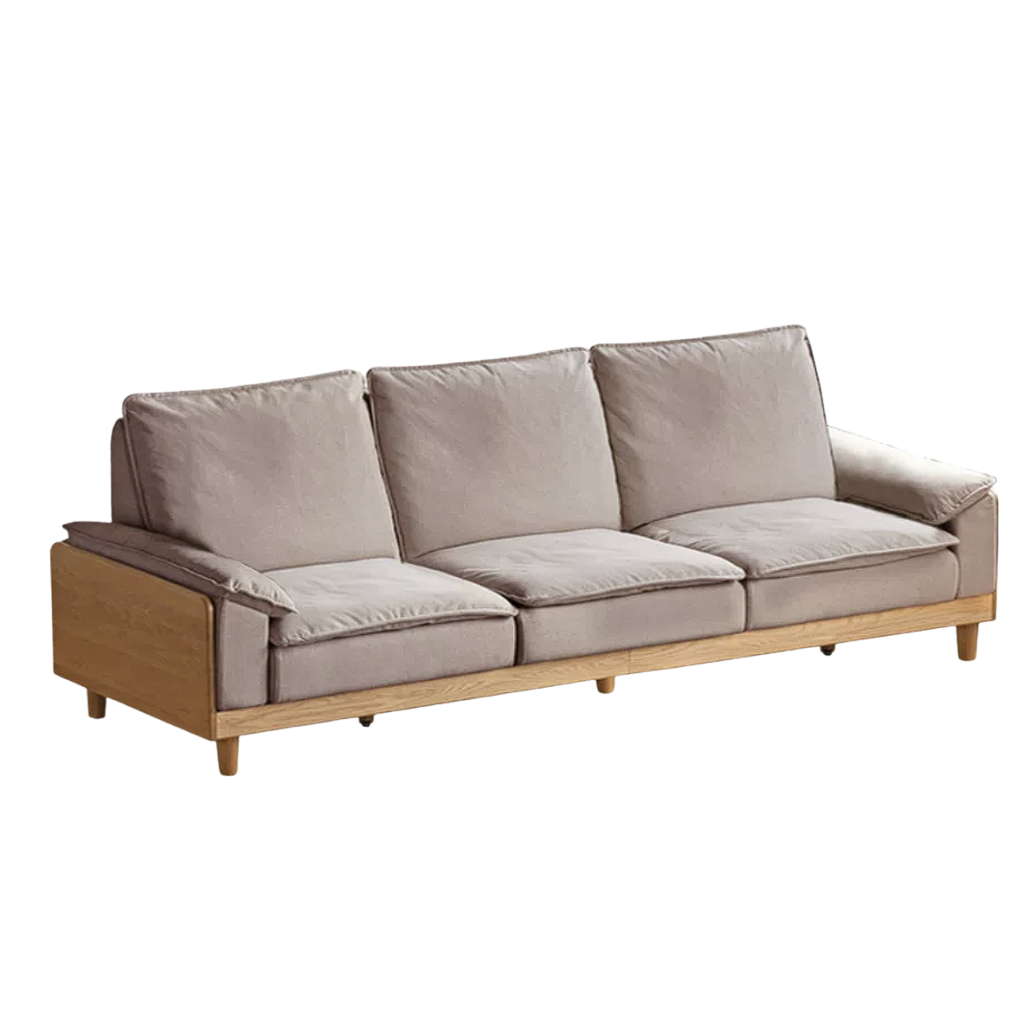 Red Oak, White Oak, Ash Solid Wood Linen Track Arm Sofa