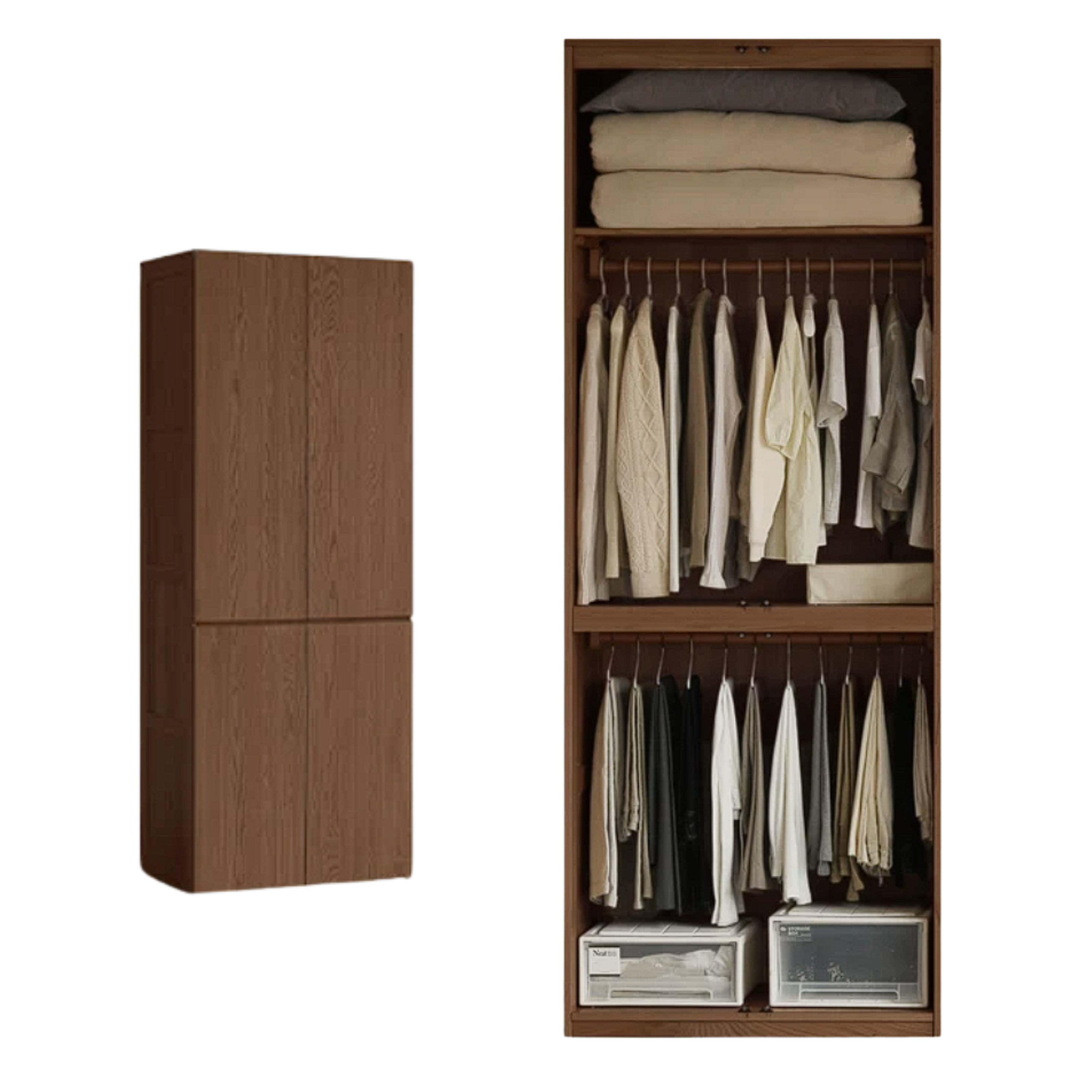 Oak, Ash Solid Wood Sectional Wardrobe