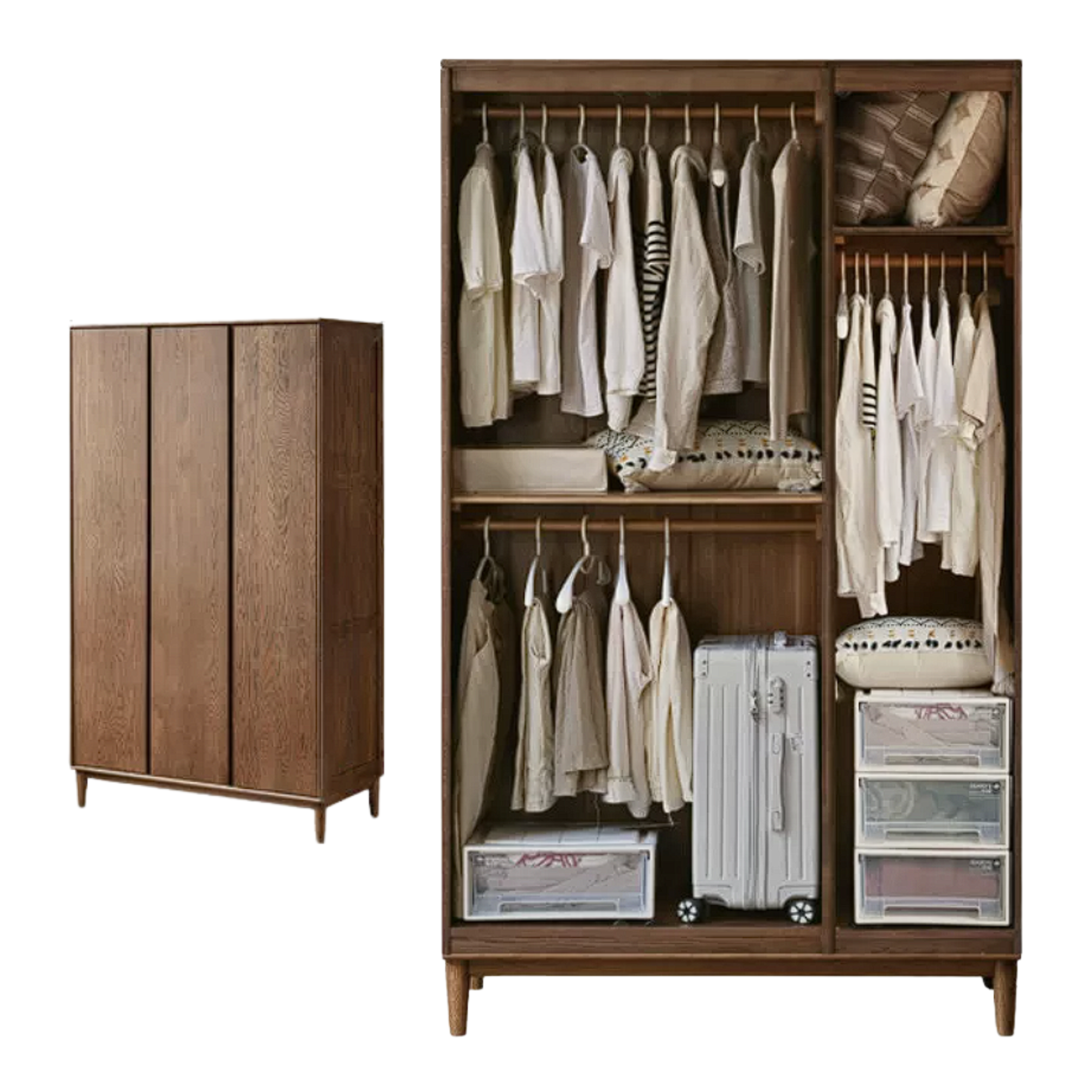 Oak Solid Wood Modern Wardrobe