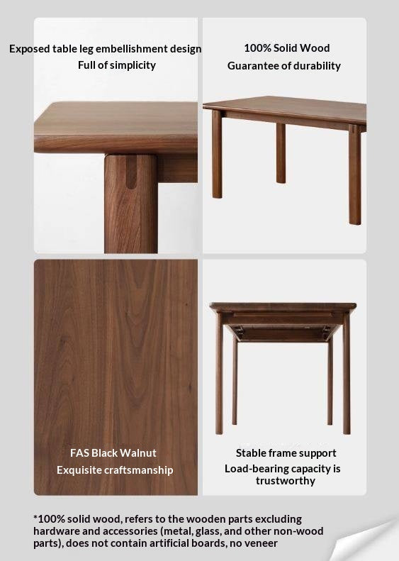 Black Walnut, Oak Solid Wood Large Board Dining Table