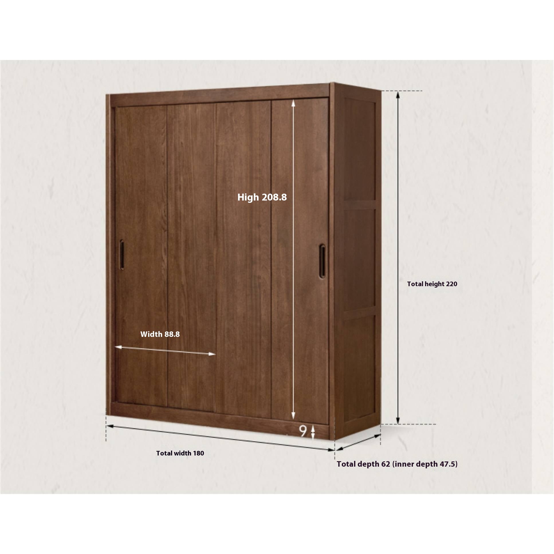 Golden Sandalwood Solid Wood Wardrobe