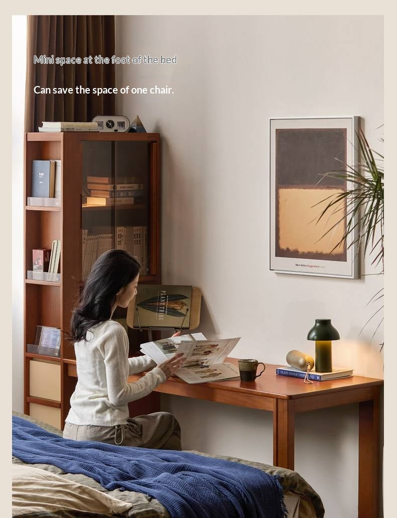 Poplar Solid Wood Retro Style Multifuntional Desk with Integrated Bookshelf