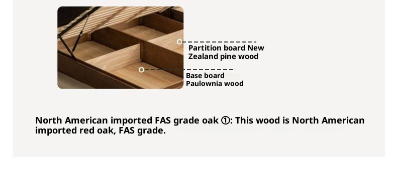 Oak Solid Wood Luxury Genuine Leather Box Bed