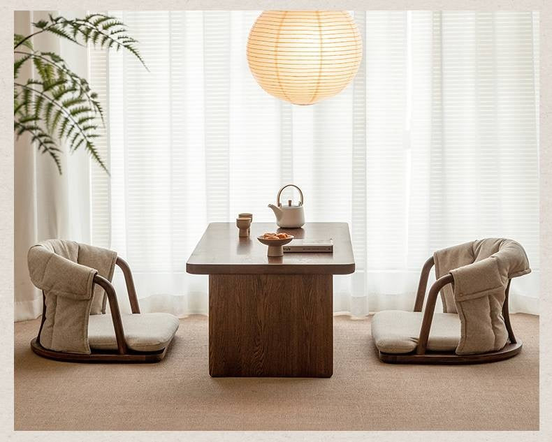 Black Walnut, Ash Solid Wood Tatami Soft Backrest Meditation Chair