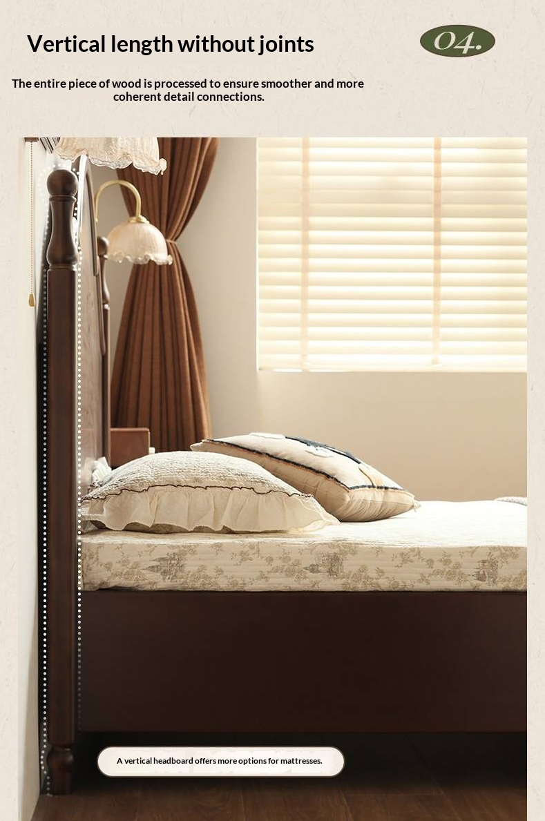 Poplar Solid Wood Box Bed — American Retro Vintage Style Off-the-Ground Box Bed