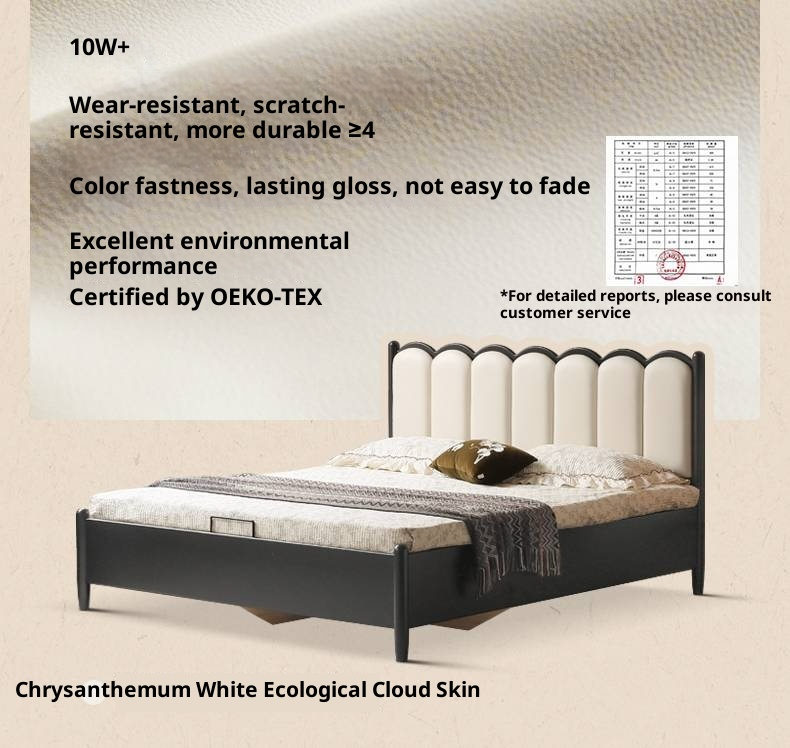 Rubberwood Solid Wood Upholstered Storage Box Bed, French Retro Style