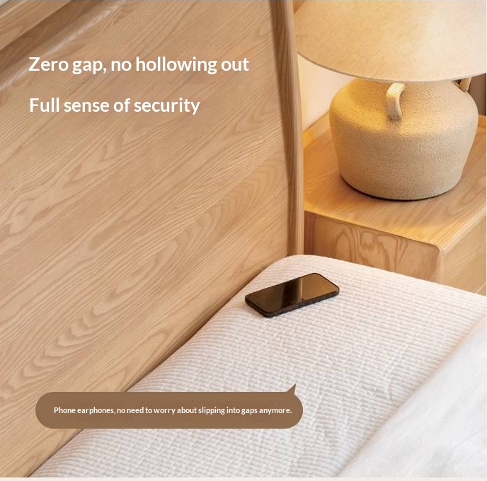 Ash Solid Wood High Backrest Large Bed