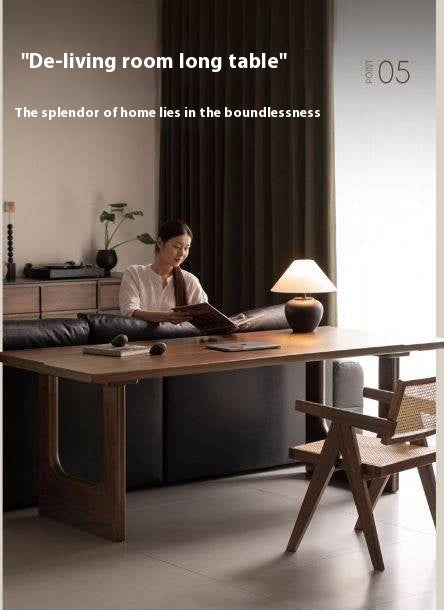 Black Walnut, Sandalwood Solid Wood Wabi Sabi Style Large Board Dining Table