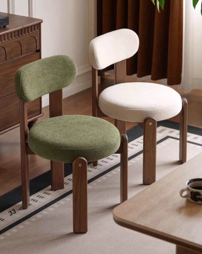 Set 4pcs Black Walnut Solid Wood, Solid Rubberwood Wood Upholstered Dining Chair, Modern Organic