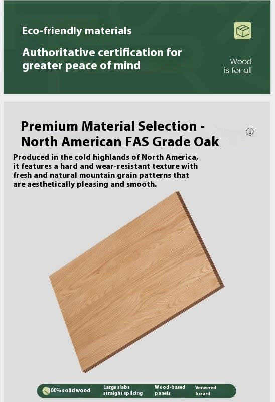 Oak Solid Wood Modern Computer Desk With Shelf