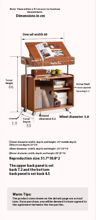 Poplar Solid Wood French Medieval Style Mobile Side Table