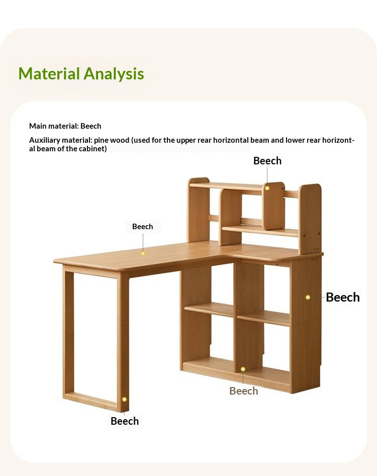 Beech Solid Wood Kids Corner Desk