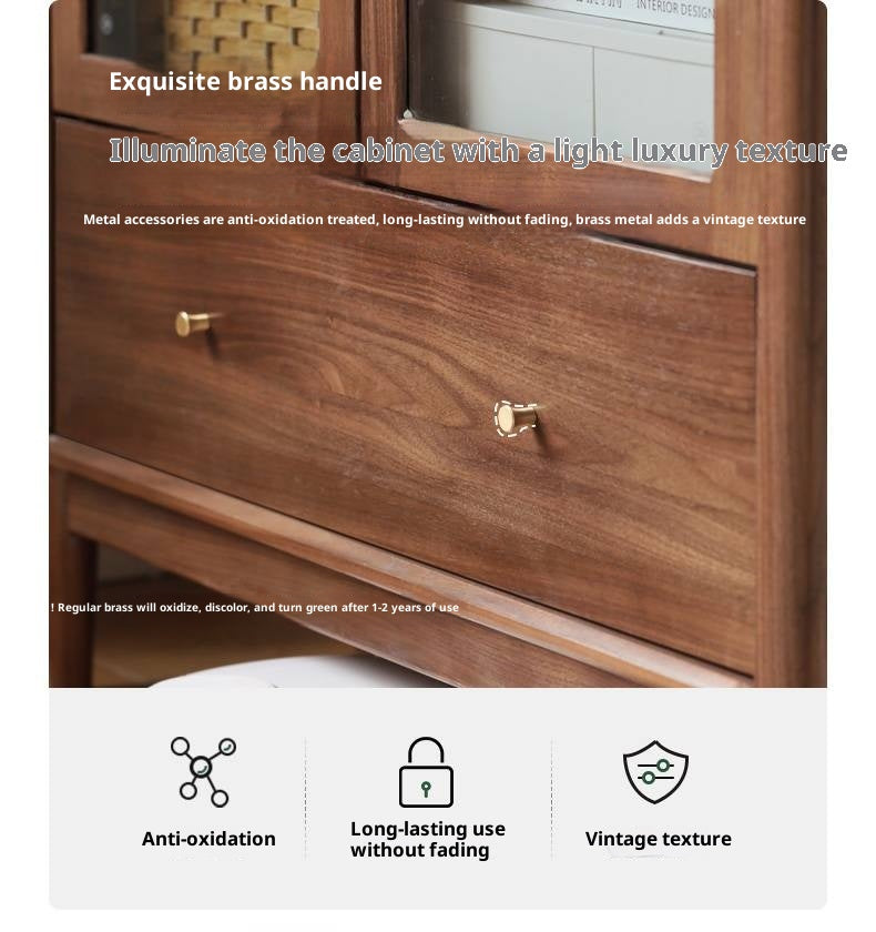 Black Walnut Solid Wood Bookcase With Glass Door