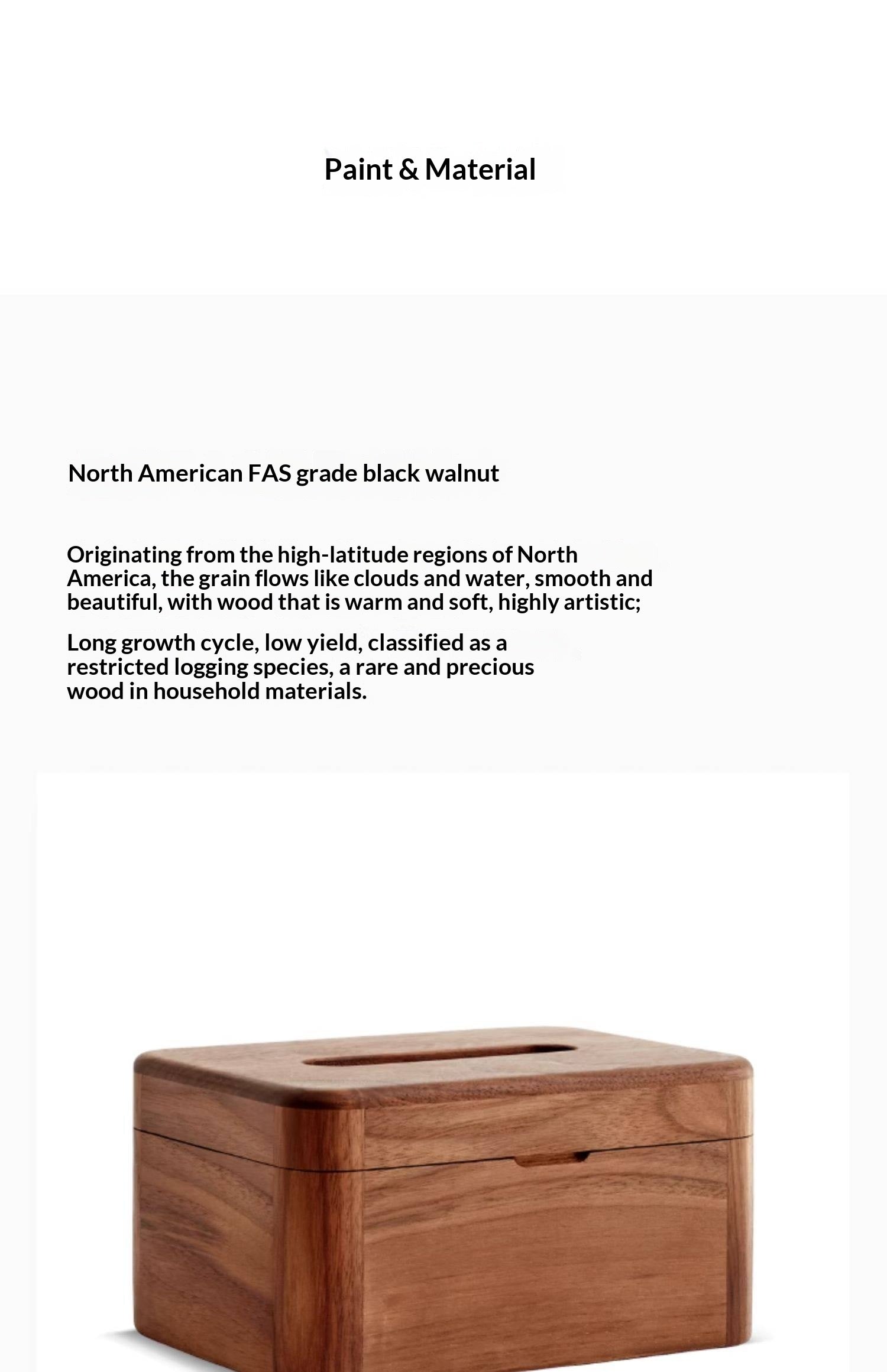 Black Walnut, Acacia Solid Wood Nordic Tissue Box