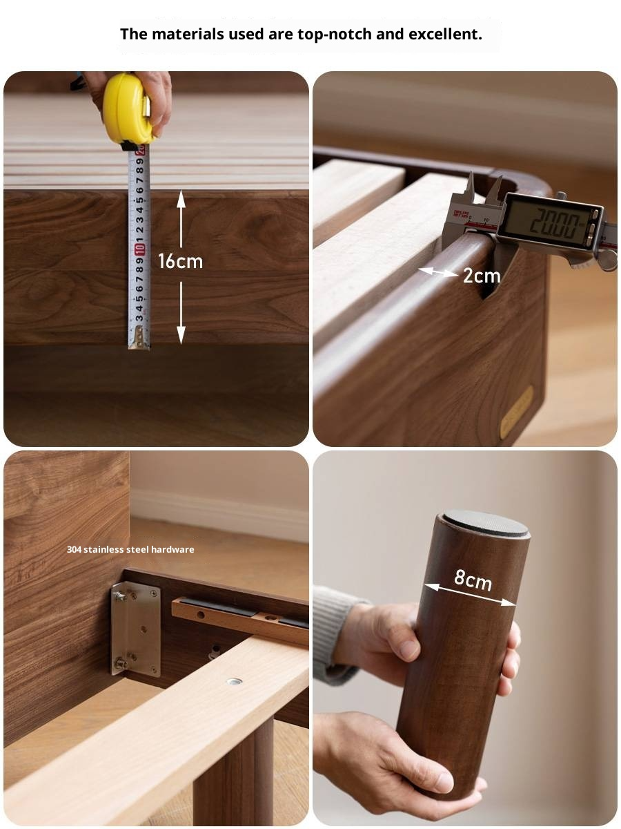 Black Walnut Solid Wood Modern Minimalist Bed