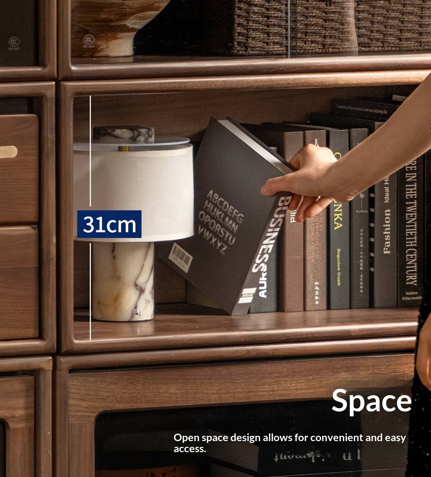 Black Walnut Solid Wood TV Cabinet with Modular Combination and Light Luxury Style