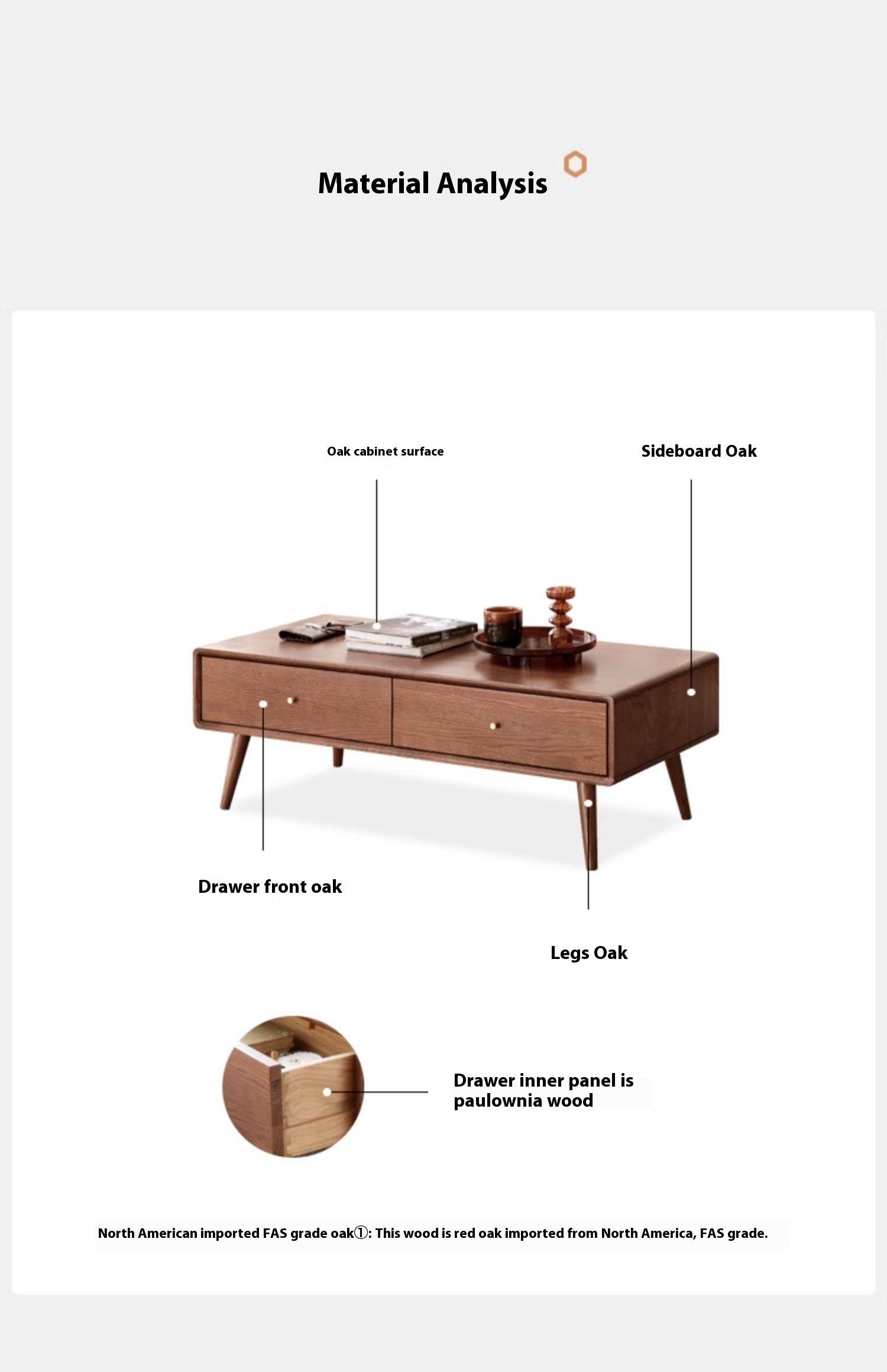 Oak Solid Wood Nordic Modern Style Coffee Table