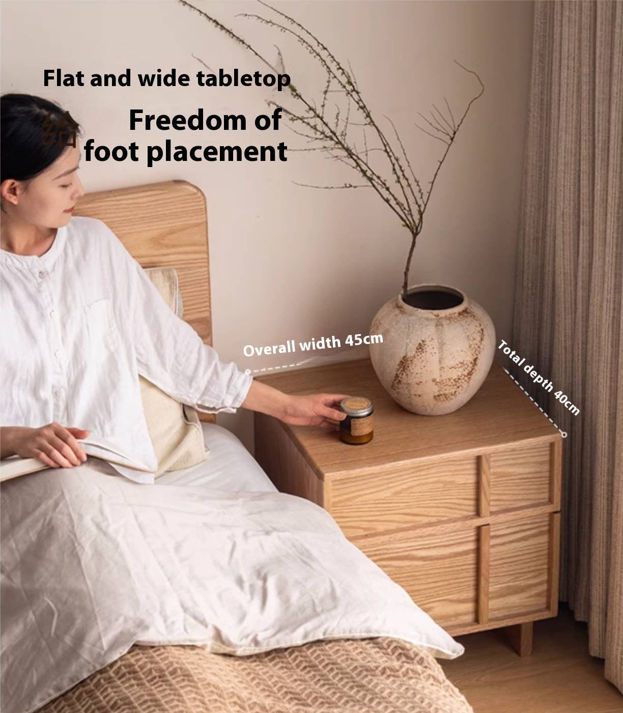 Red Oak, White Oak, White Ash Solid Wood Two-drawer Nightstand