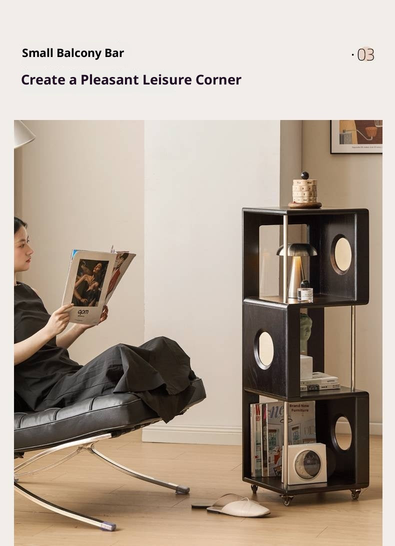 Poplar Solid Wood Vintage Style Mobile Bookshelf