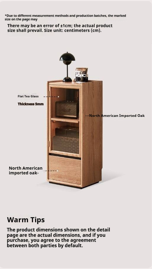 Oak Solid Wood Modern Side Cabinet.