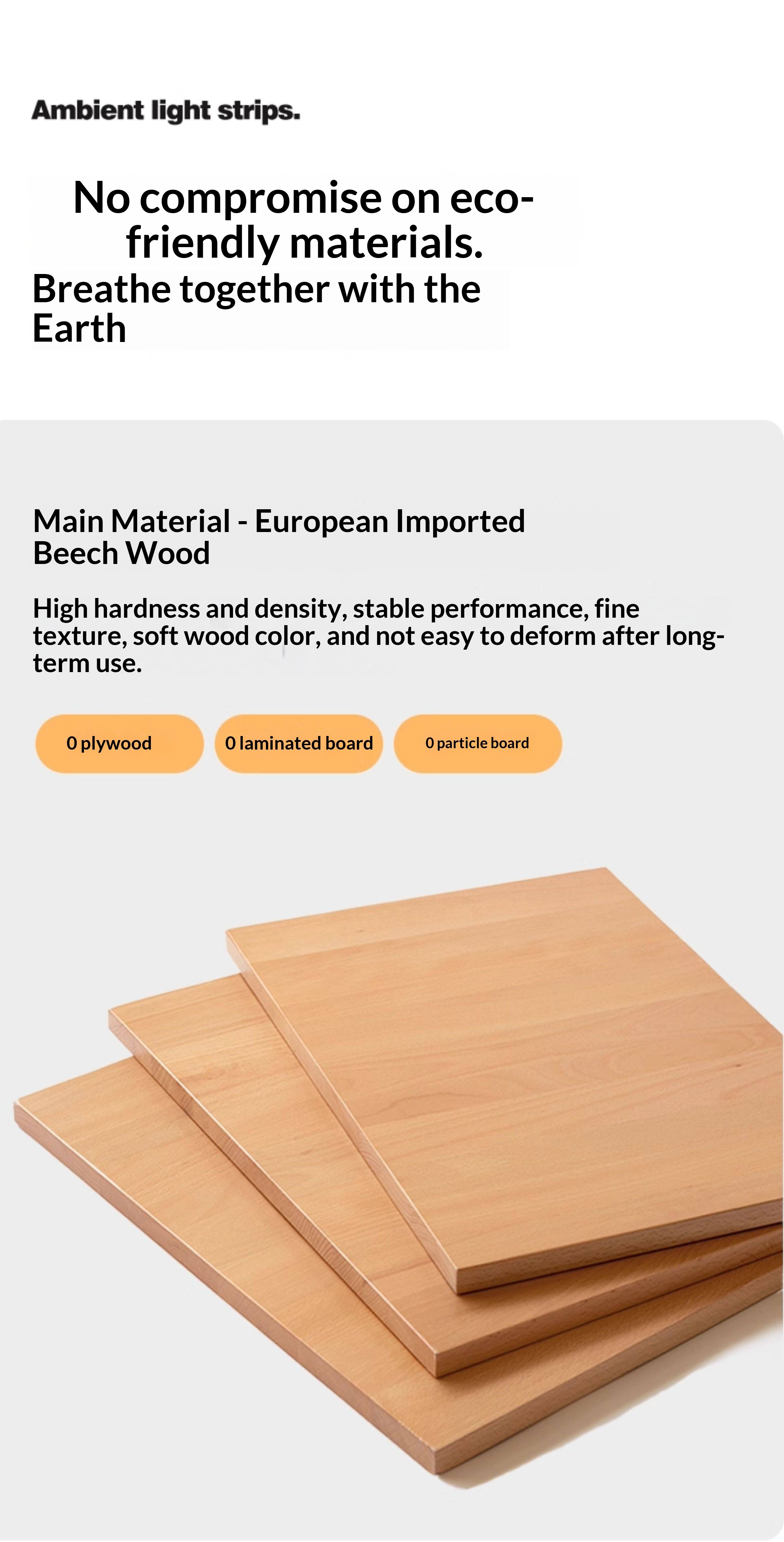 Beech Solid Wood Upholstered King Bed — Soft Headboard with Fabric Upholstery