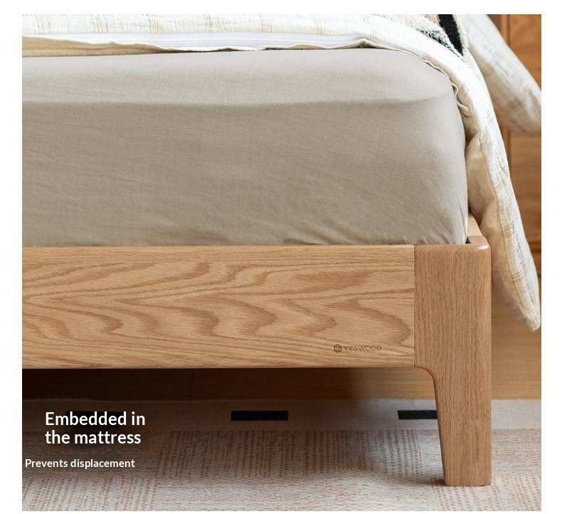 Oak Solid Wood Modern Leather Bed