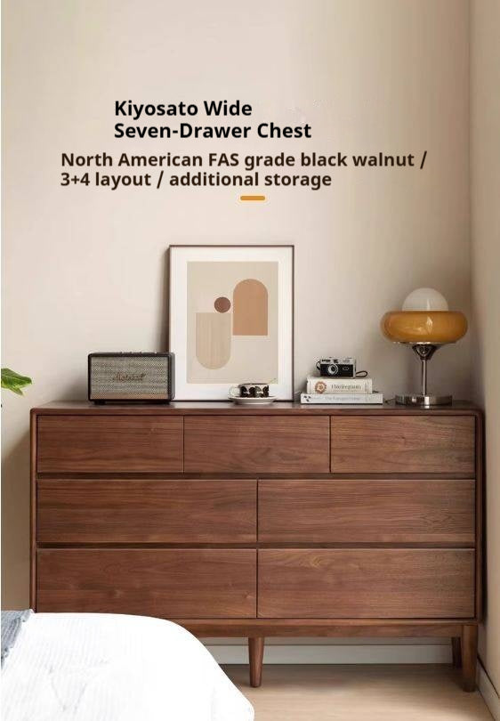 Black Walnut, Ash Solid Wood Chest of Drawers