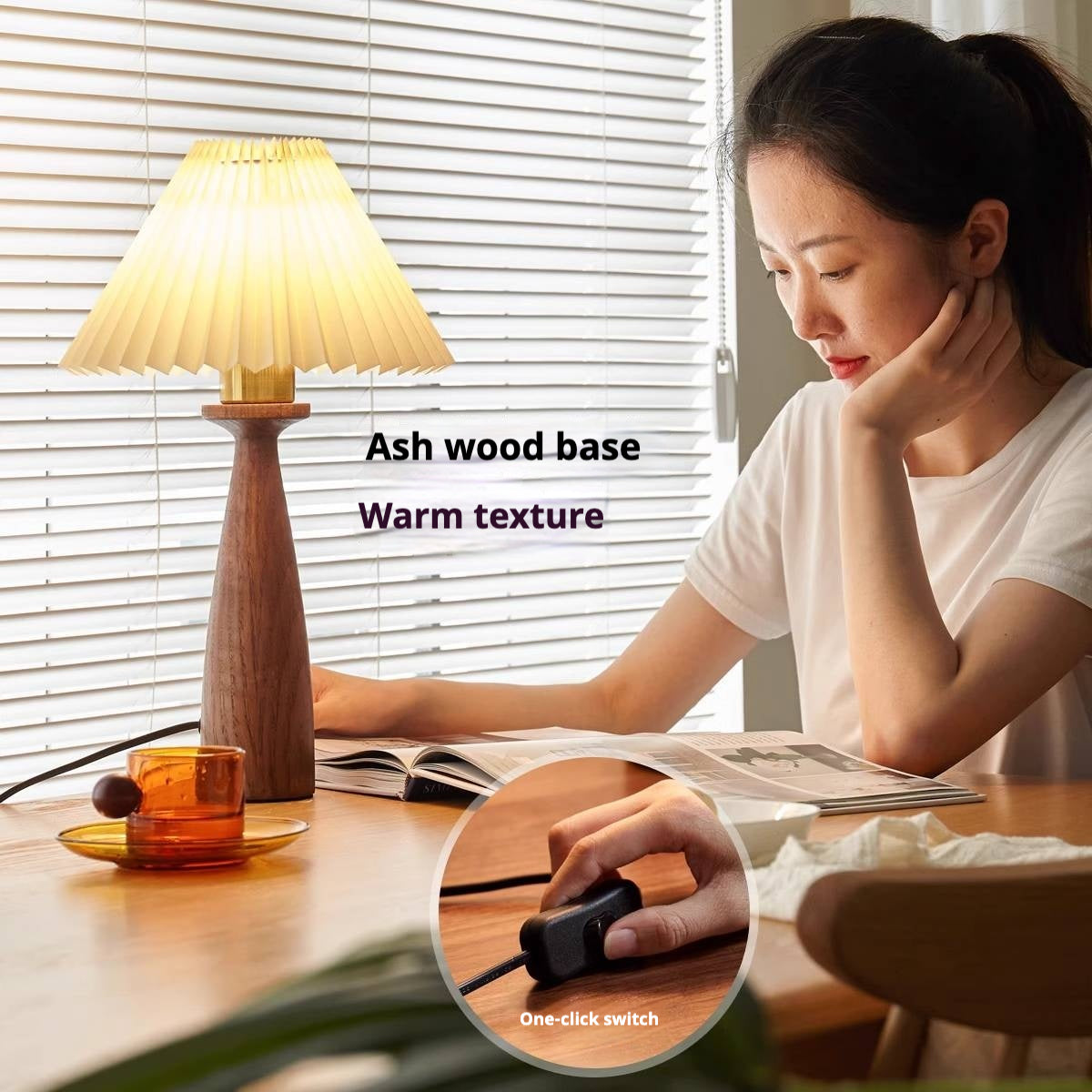 Ash solid wood mushroom lamp atmosphere night light