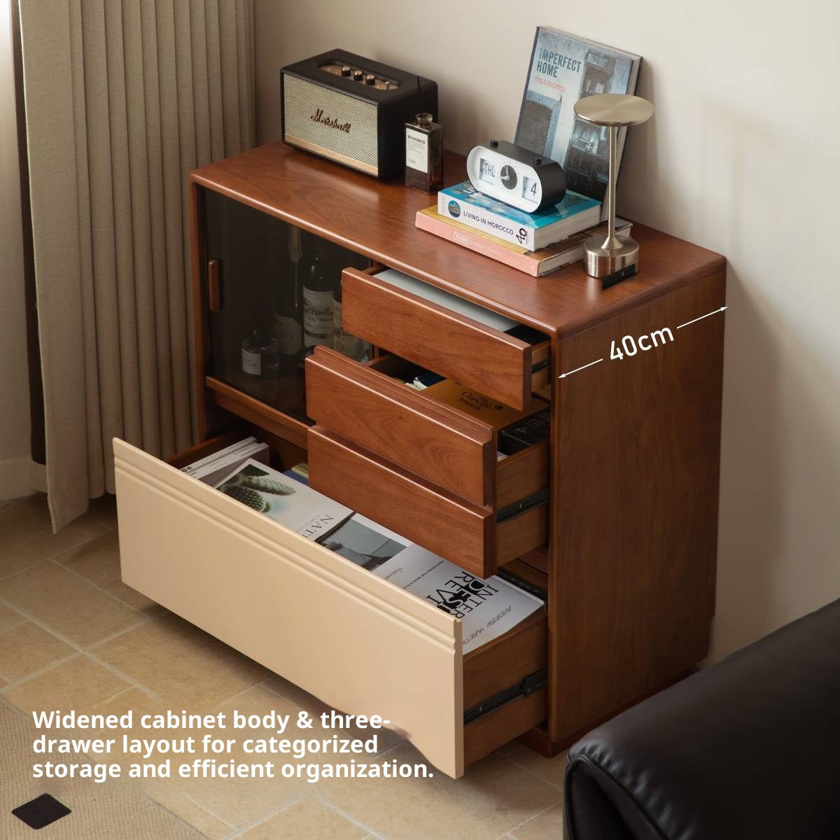 Tulipwood Solid Wood Antique Style Storage Cabinet