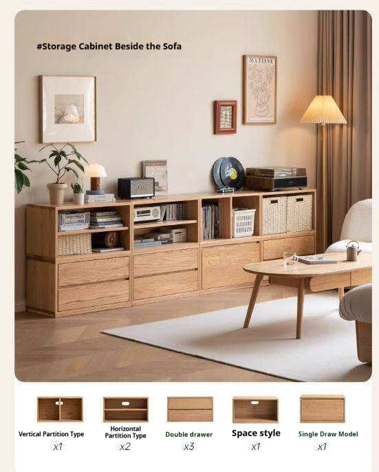 Oak, Ash Solid Wood Modern Free Combination Storage Bookcases