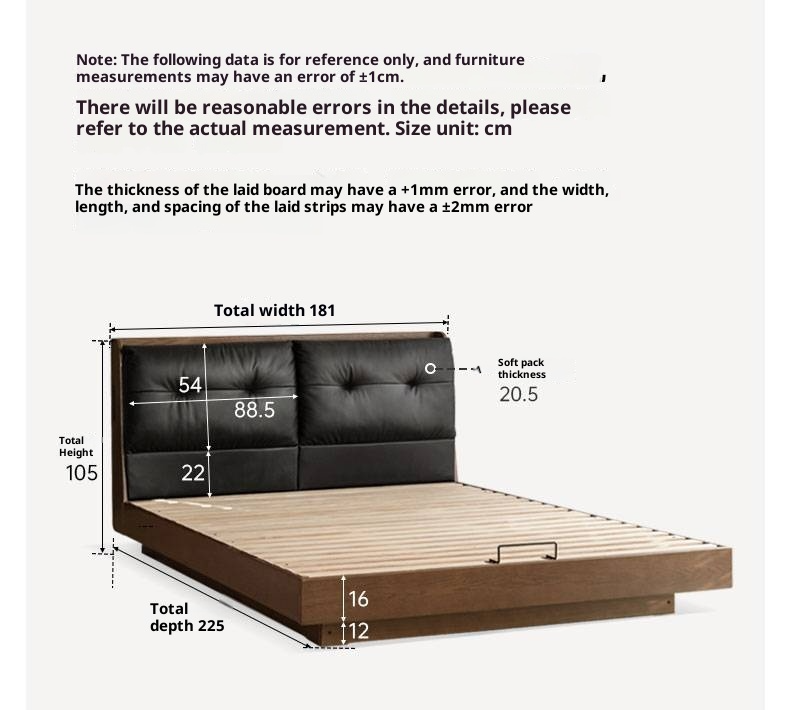 Oak Solid Wood Luxury Genuine Leather Box Bed