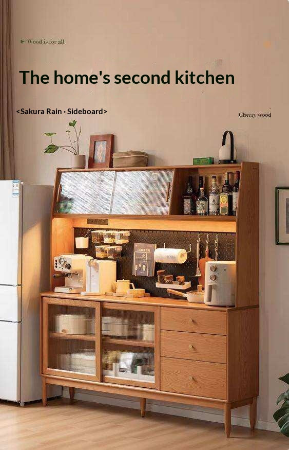 Cherry Solid Wood Sideboard High Cabinet Multi-Functional Buffet