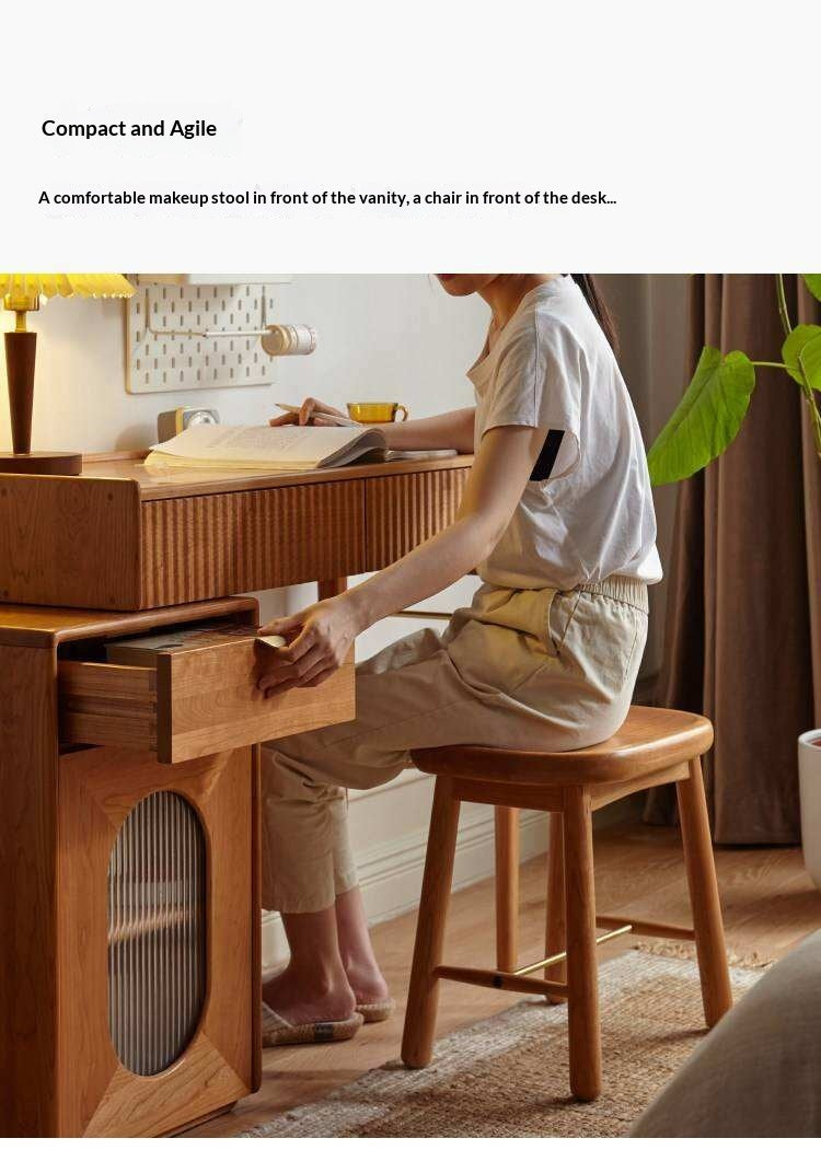 Cherry, Oak Solid Wood Makeup Stool