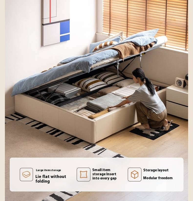 Eco-Cloud Leather Box Platform Bed, Headboard-Free Bed