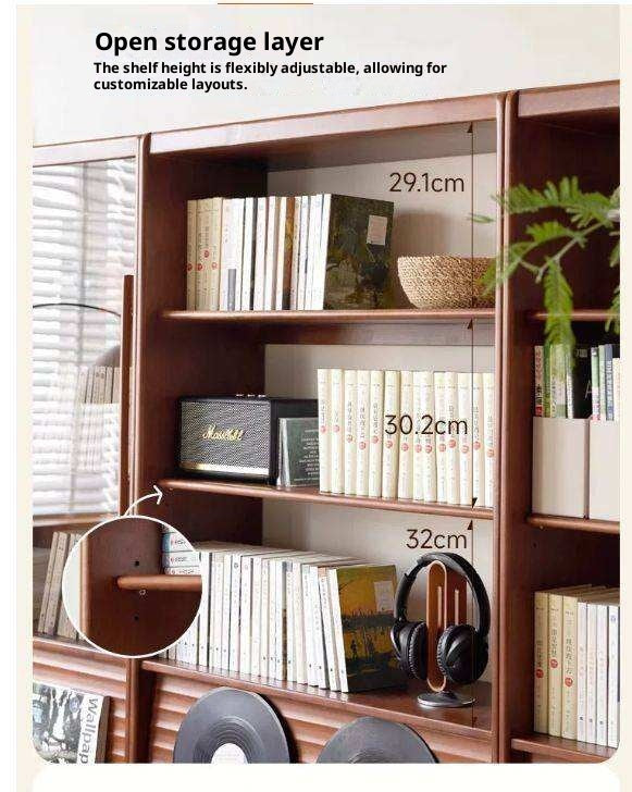 Solid Rubbewood Bookcase Household Storage.