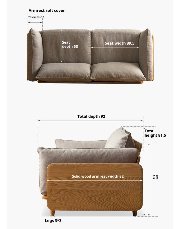 Oak, Ash Solid Wood genuine leather, fabric Sofa