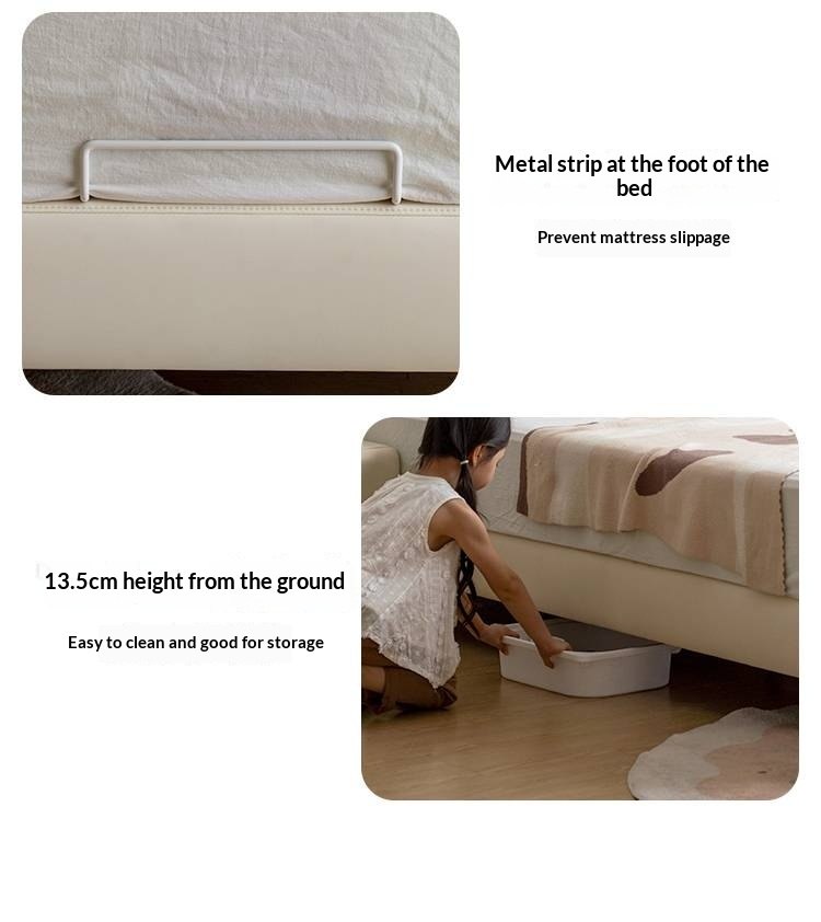 Сream style Organic Leather kid's Cloud Bed<