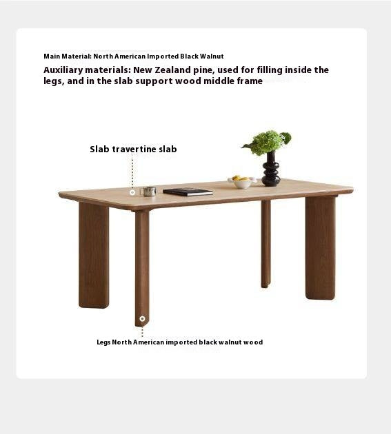 Black Walnut Solid Wood Rock Plate Dining Table