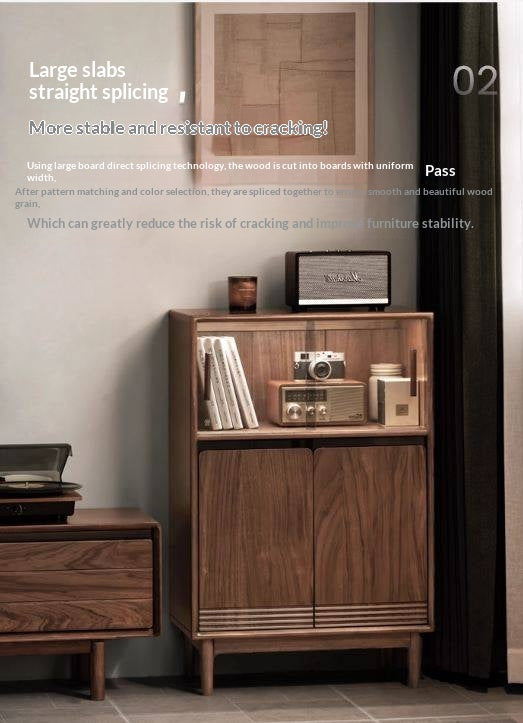 Red Zebrawood Solid Wood Modern Side Cabinet