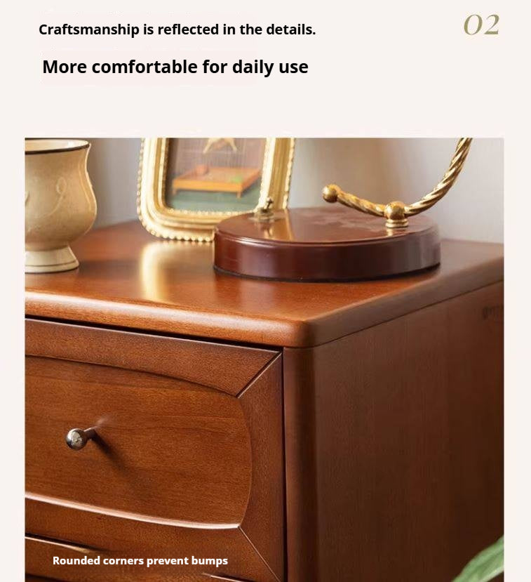 Black Walnut, Poplar Solid Wood French Retro Style Nightstand