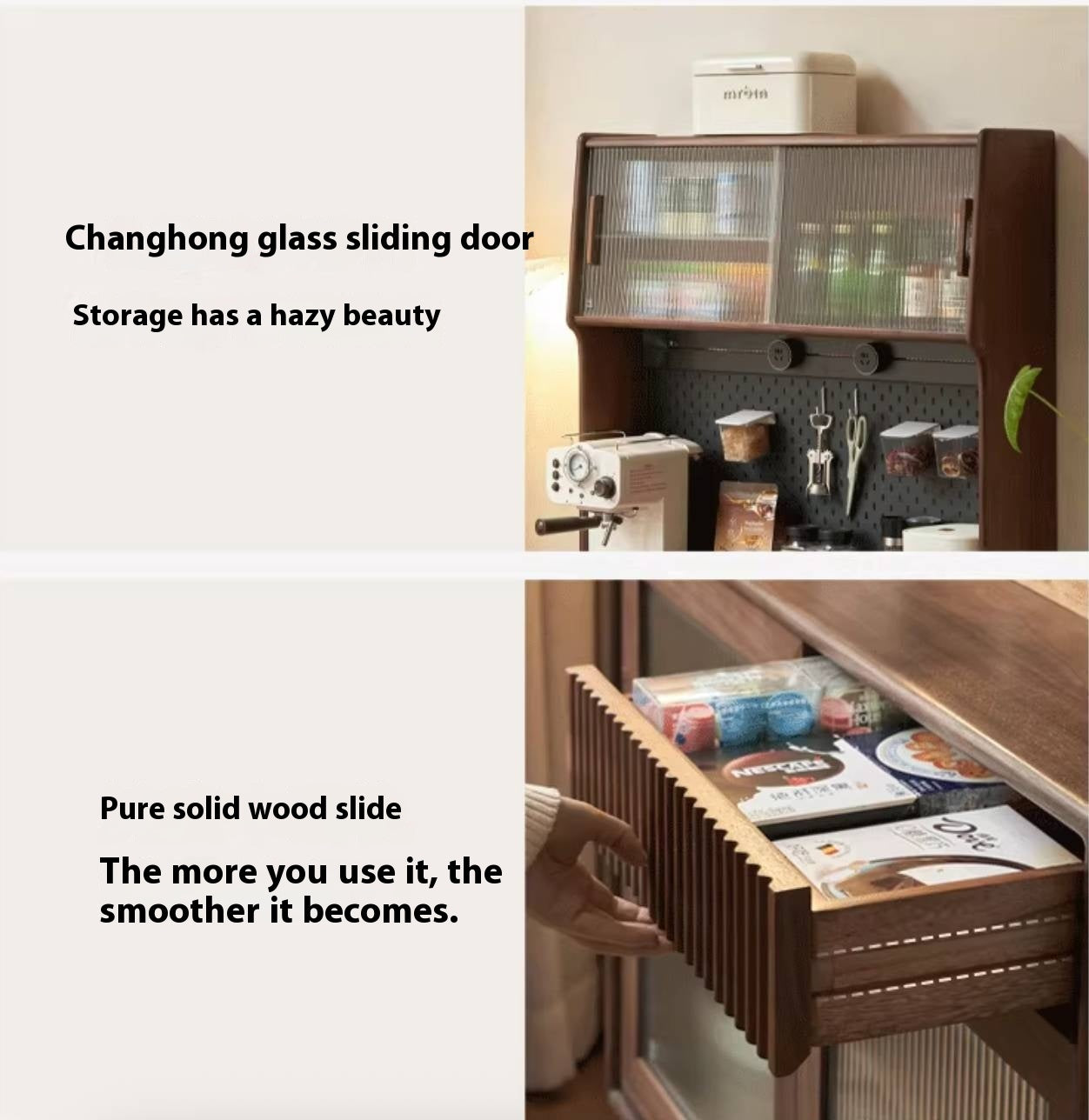 Oak, Black Walnut, South American Walnut, Solid Longan Hardwood, Red Zebrawood Solid Wood Light Luxury Sideboard